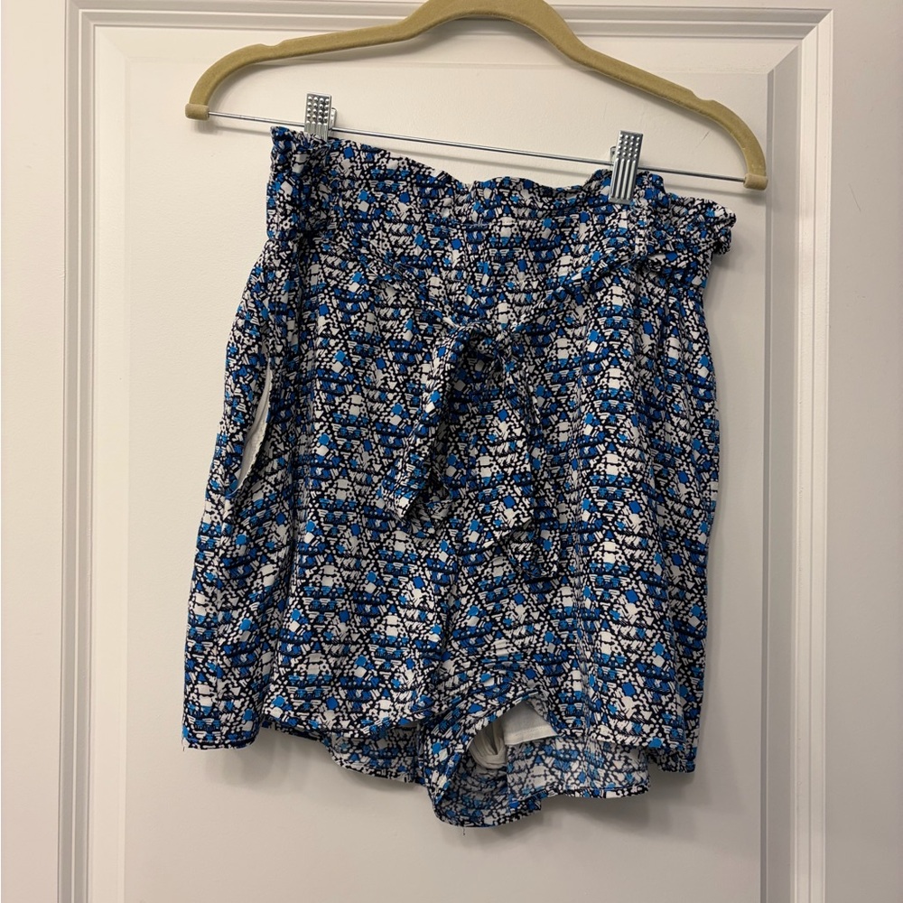 Blue Rain | High Waist Geometric Shorts w/ Bow